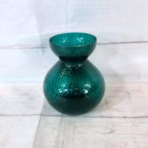 Teal Textured Glass Bud Vase - Small Accent Table‎ Decor
